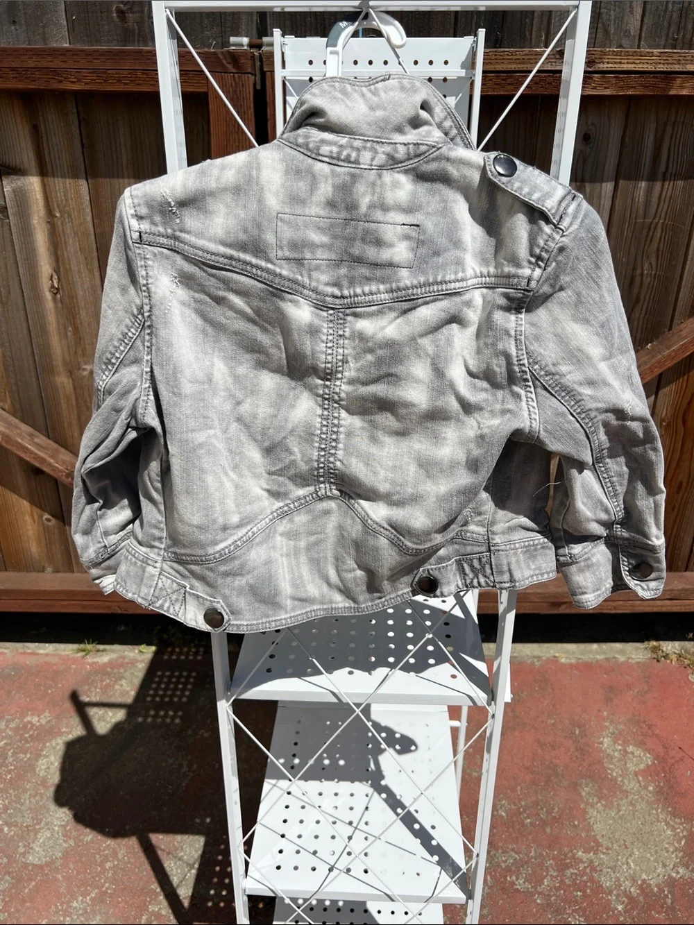 DKNY Light Gray Kids' Denim Moto Jacket
